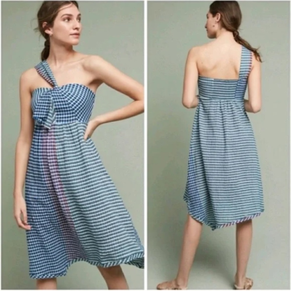 New Anthropologie MAEVE Waverly Gingham Dress Size Petite 00 Summer Beachy